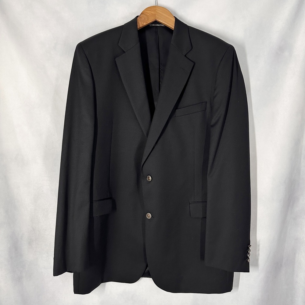 Jack Victor 100% Wool Long Sleeve Black Crest Button Blazer Jacket Men Size 48XL